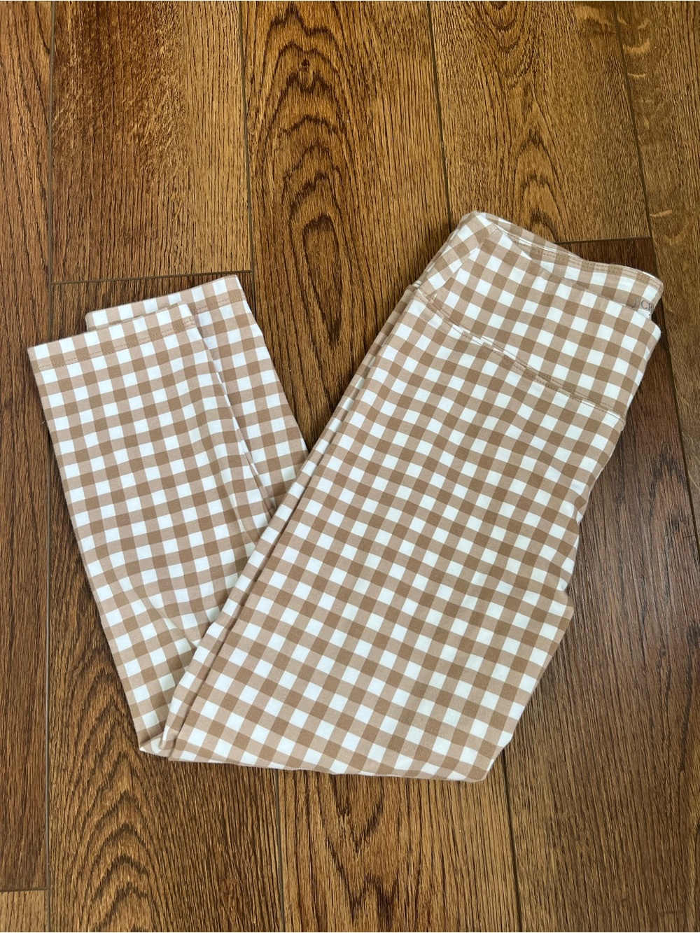 J. Crew Medium Brown and White Gingham Capris